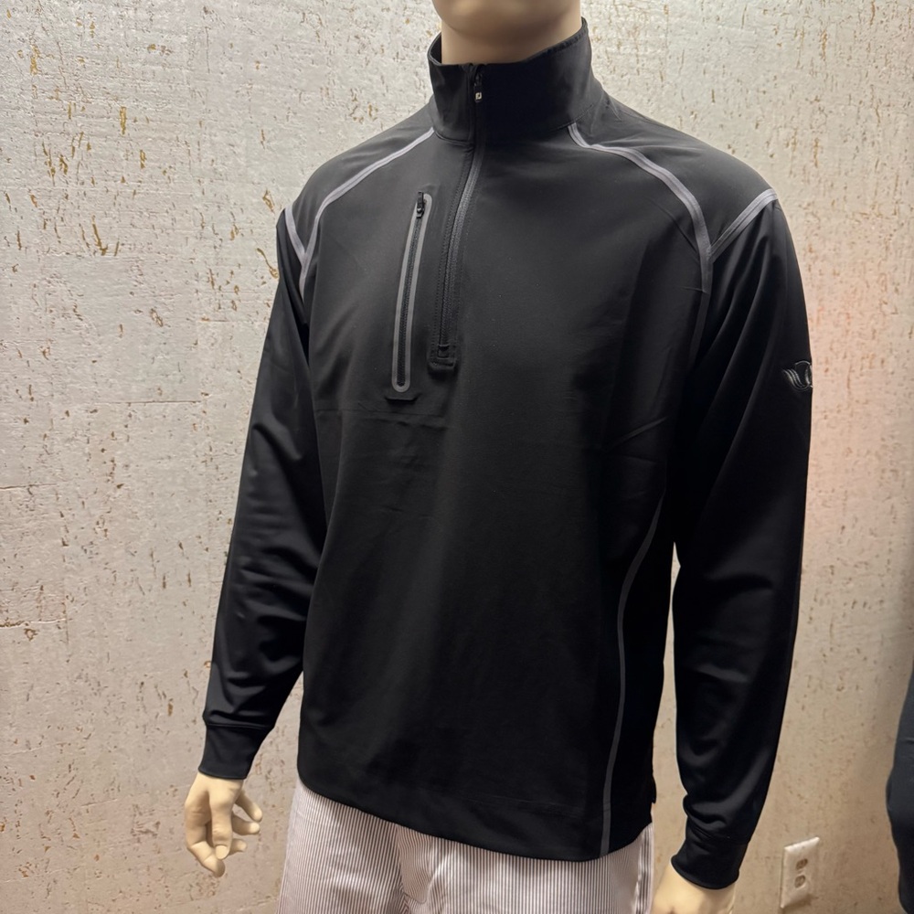 Men's Black/Silver FJ FootJoy Wind Tech Quarter-Zip Pullover Jacket
